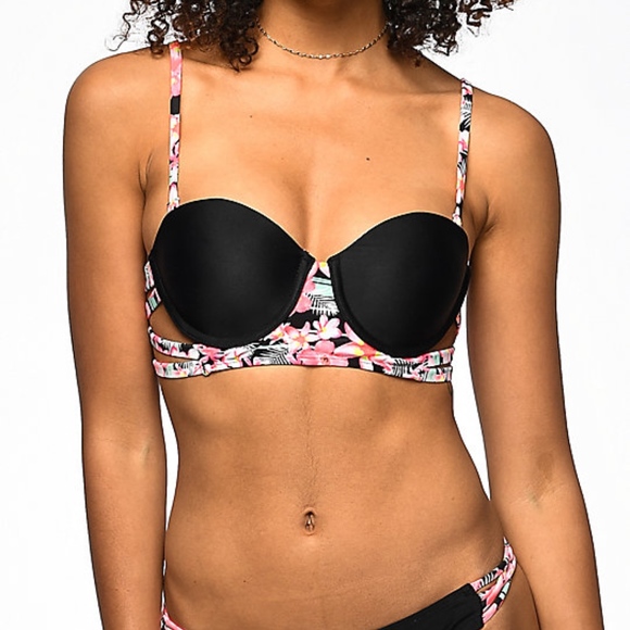 Trillium Other - Strappy Molded Black Bikini Top